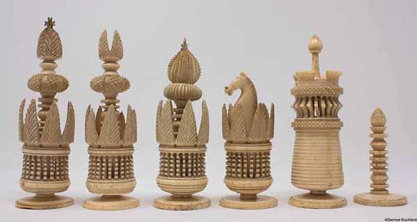 Antique Pulpit Bone Chess Set