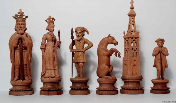 Carved Antique Charlemange Chess Set