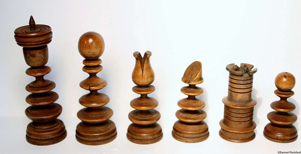 Antique 19th Century German Schmitthenner selfrighting chess set