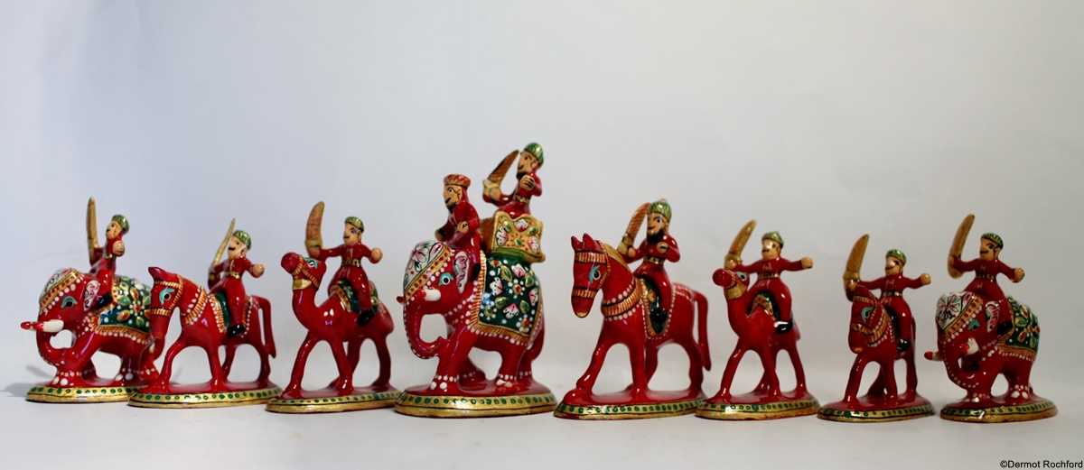 Vintage Indian Enamel Chess Set