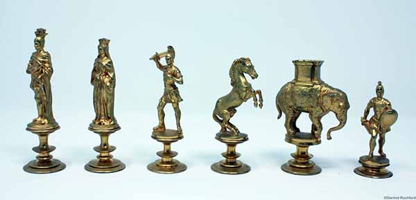 Fine German Morphy Gilt Metal Chess Set