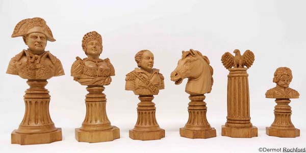 Commissioned DK Napoleon Bust Hand Carved Chess Set
