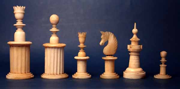 German Bone Column Chess Set