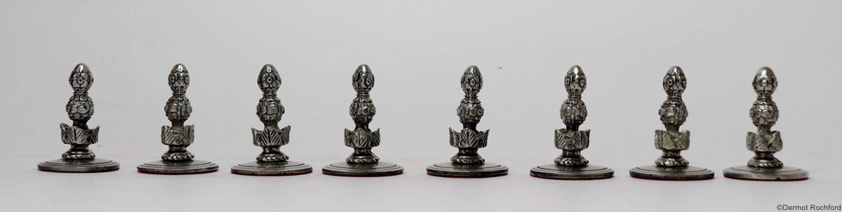 Vintage English Pewter Chess Set