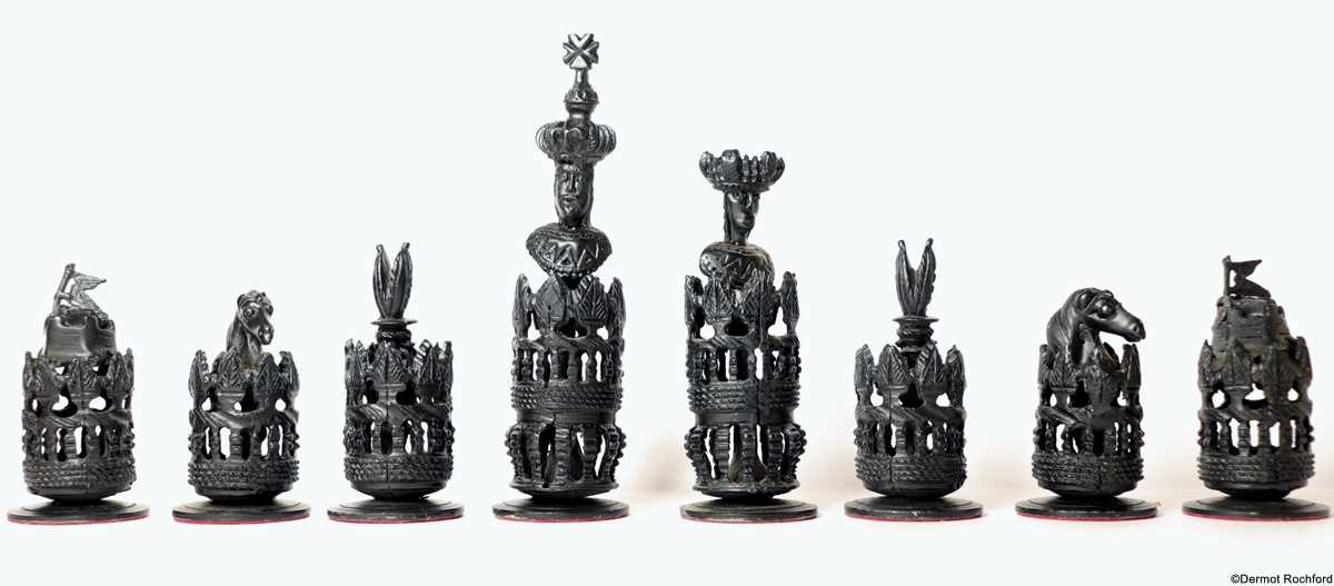 Vintage English Pewter Chess Set