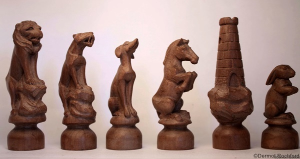 Antique Wooden Carved Tyrol Chess Set