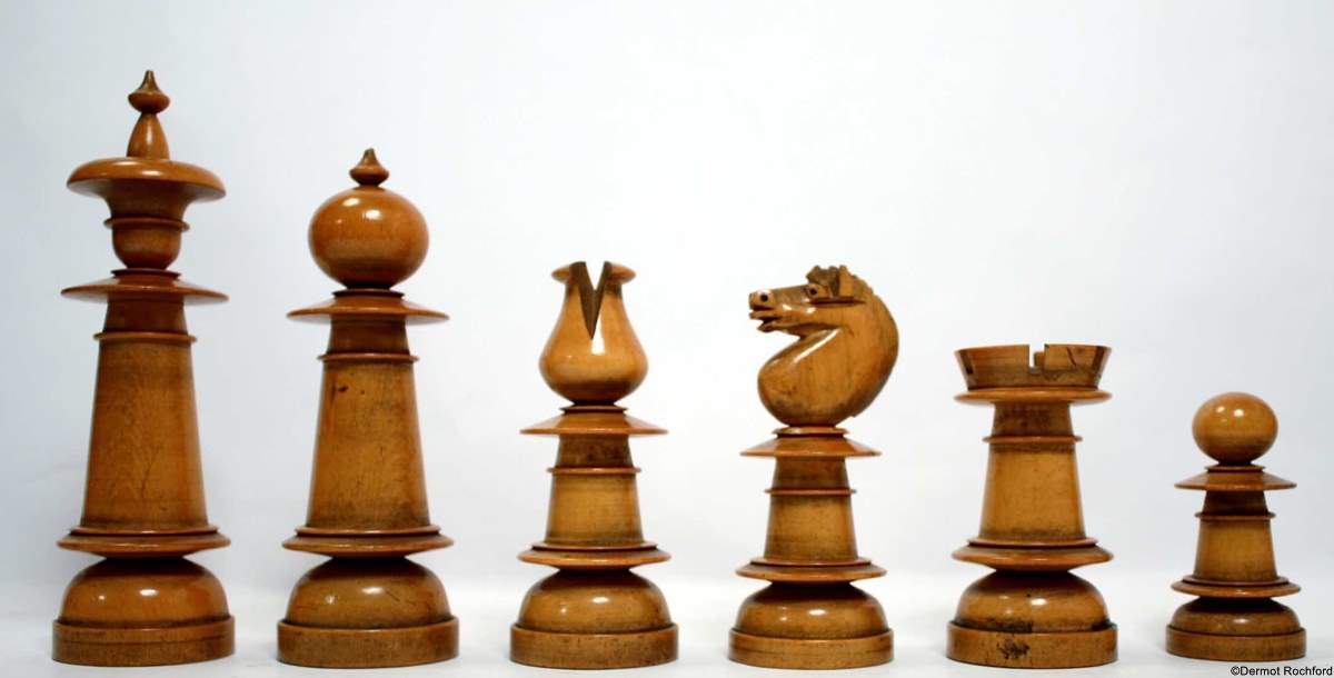 Antique English Upright Chess Set