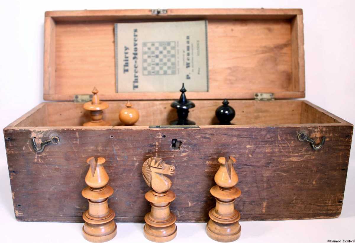 Antique English Upright Chess Set