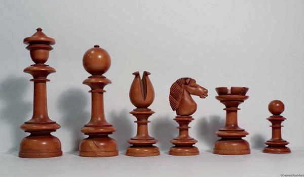 Antique English Upright Chess Set 