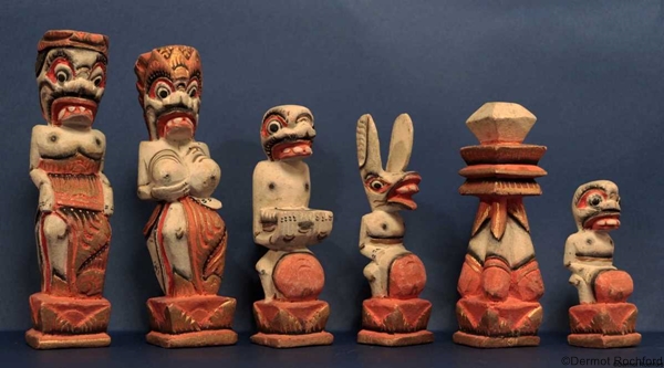 Vintage Mayan figural terracotta chess set