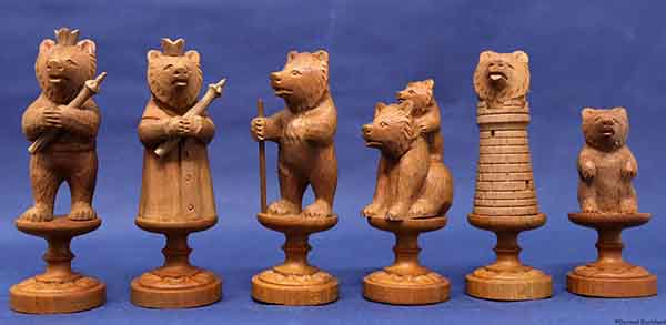 Antique Bear of Berne Chess Set,