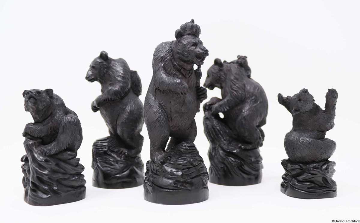 Commissioned Bear Wolf Chess Set