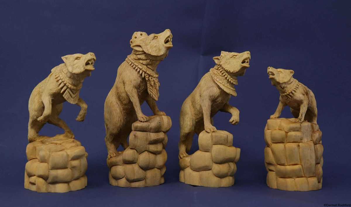 Commissioned Bear Wolf Chess Set