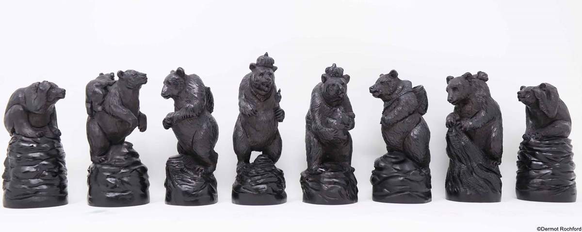Commissioned Bear Wolf Chess Set