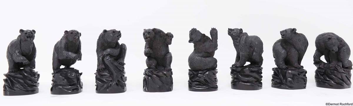 Commissioned Bear Wolf Chess Set