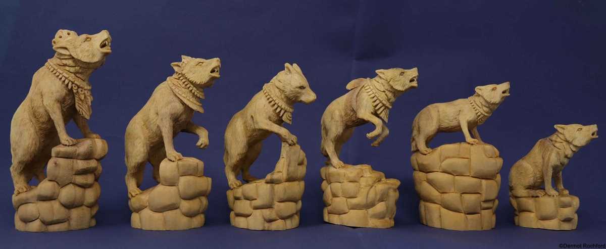 Commissioned Bear Wolf Chess Set