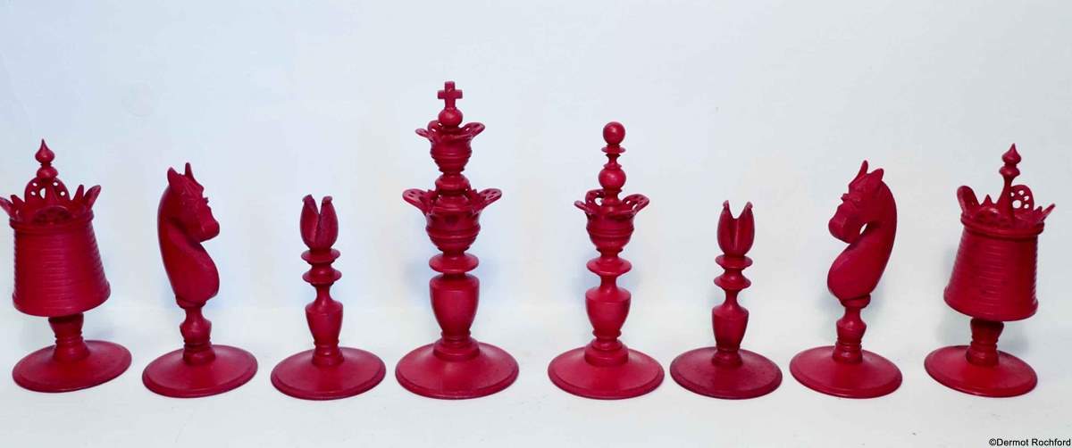 Antique English Bone Chess Set