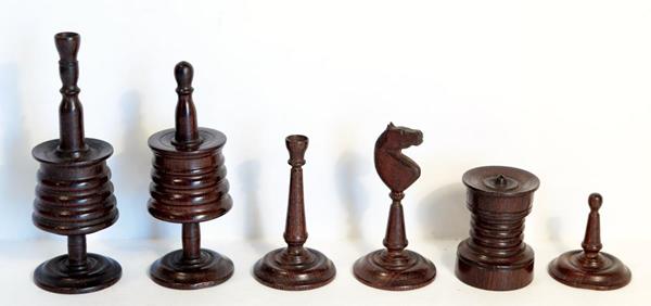 Antique German Wood and Bone Chess Set