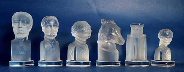 Vintage Czech Bohemian Bust Glass Chess Set