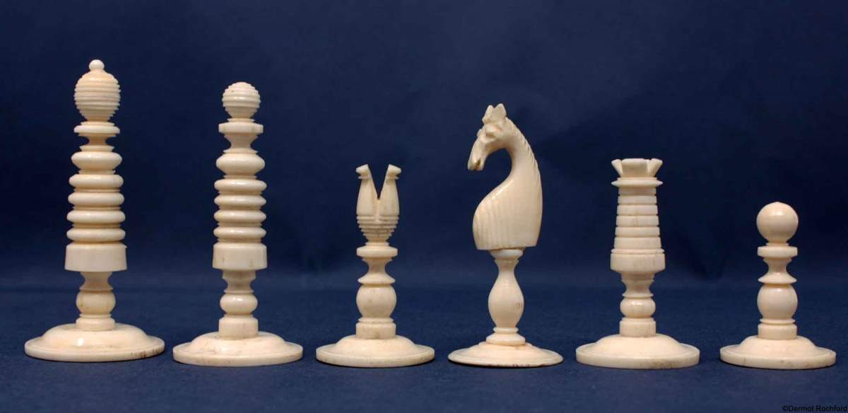 antique English bone chess set