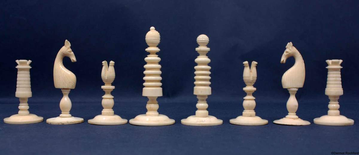 antique English bone chess set