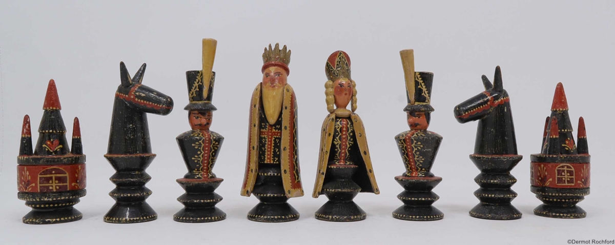 Antique Folk Chess Set