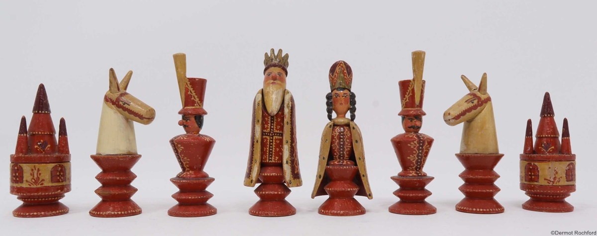 Antique Folk Chess Set