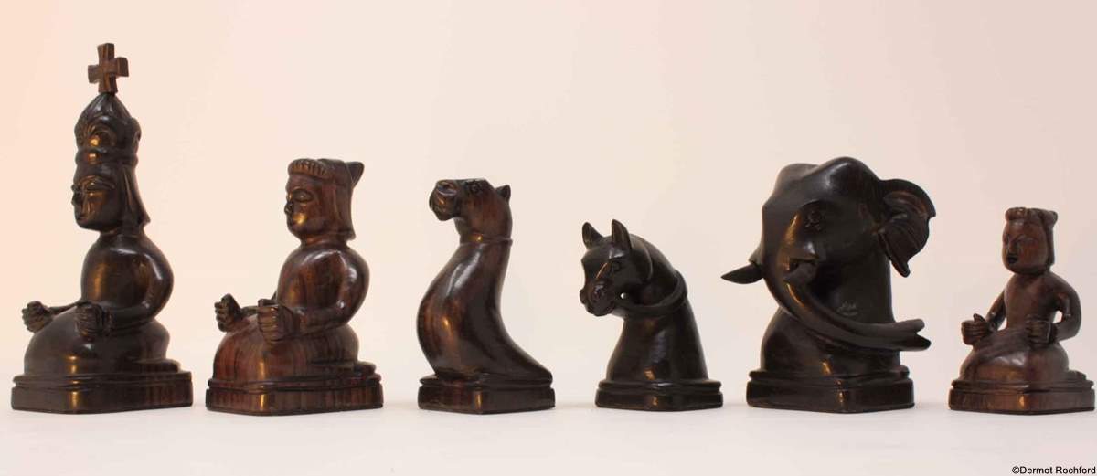 Vintage Antique Carved Chess Set