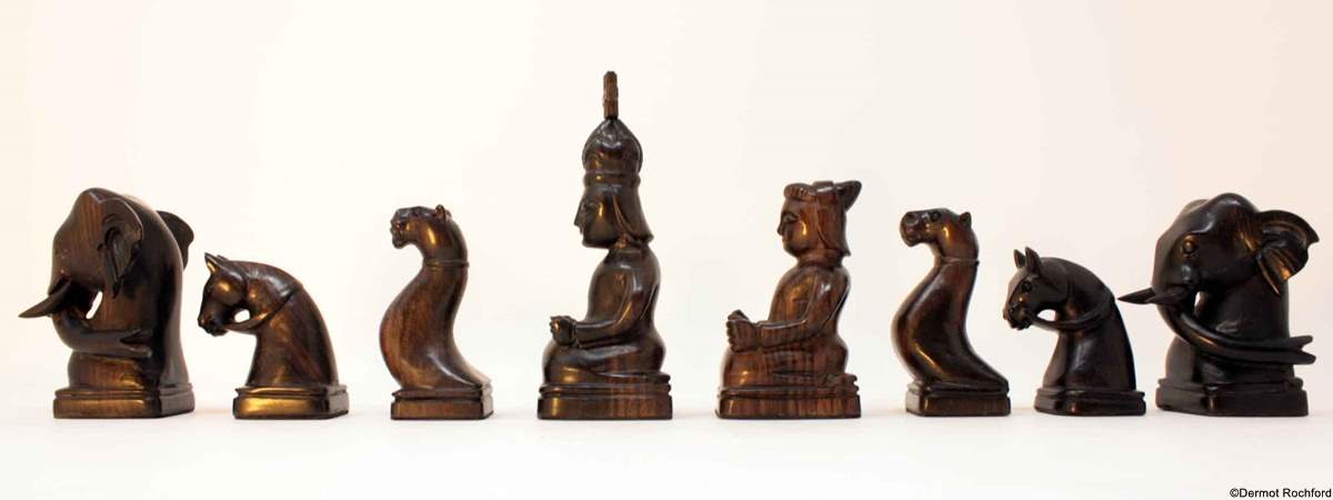 Vintage Antique Carved Chess Set