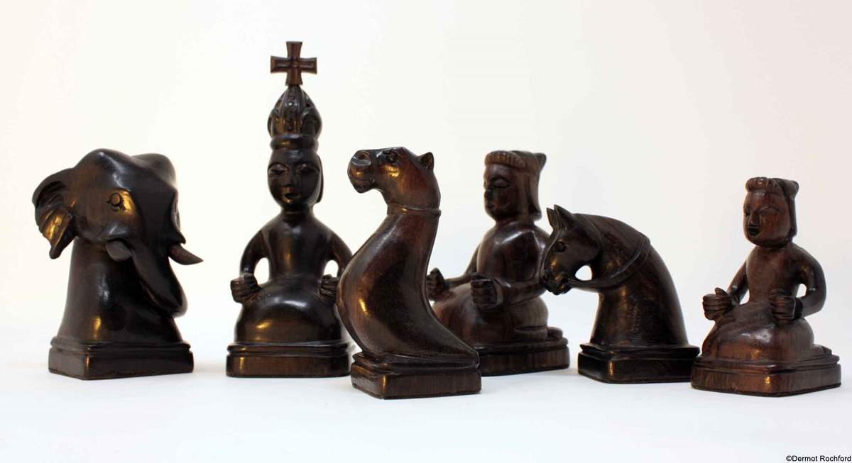 Vintage Antique Carved Chess Set