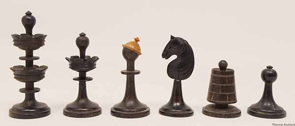 Miniature Antique Italian Selenus Carved And Turned Chess Set