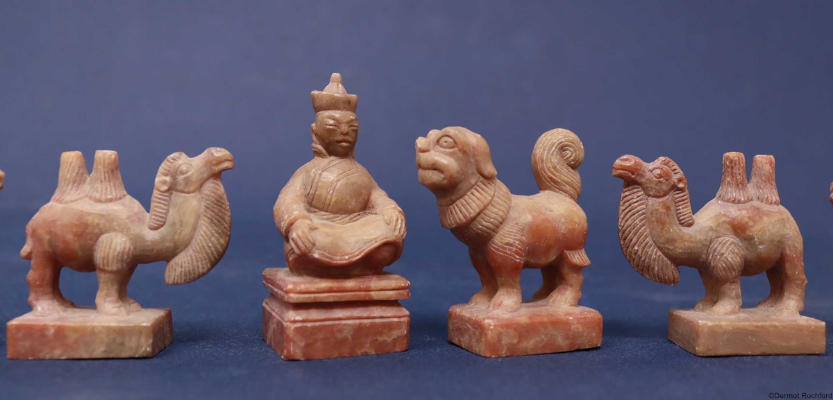  Vintage Mongolian Stone Chess Set