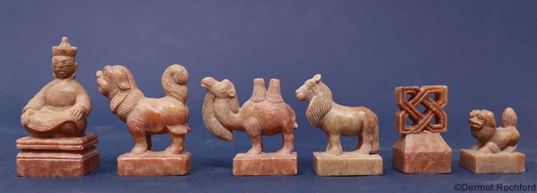Antique  Mongolian Carved Stone Chess Set