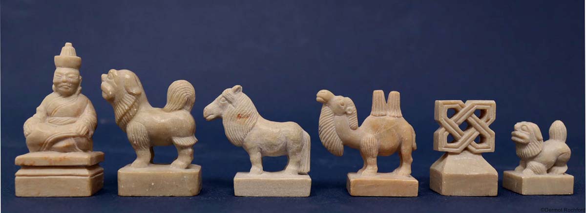  Vintage Mongolian Stone Chess Set