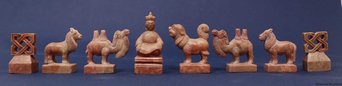  Vintage Mongolian Stone Chess Set