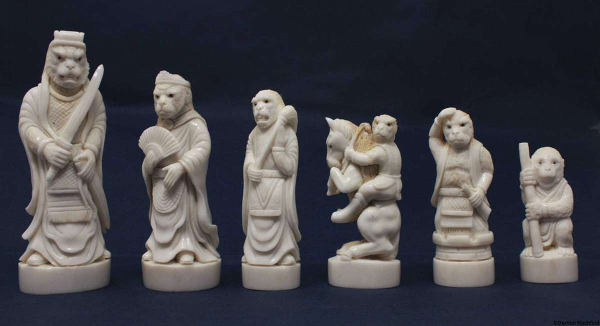 Commissioned Monkey Netsuke Chess Set