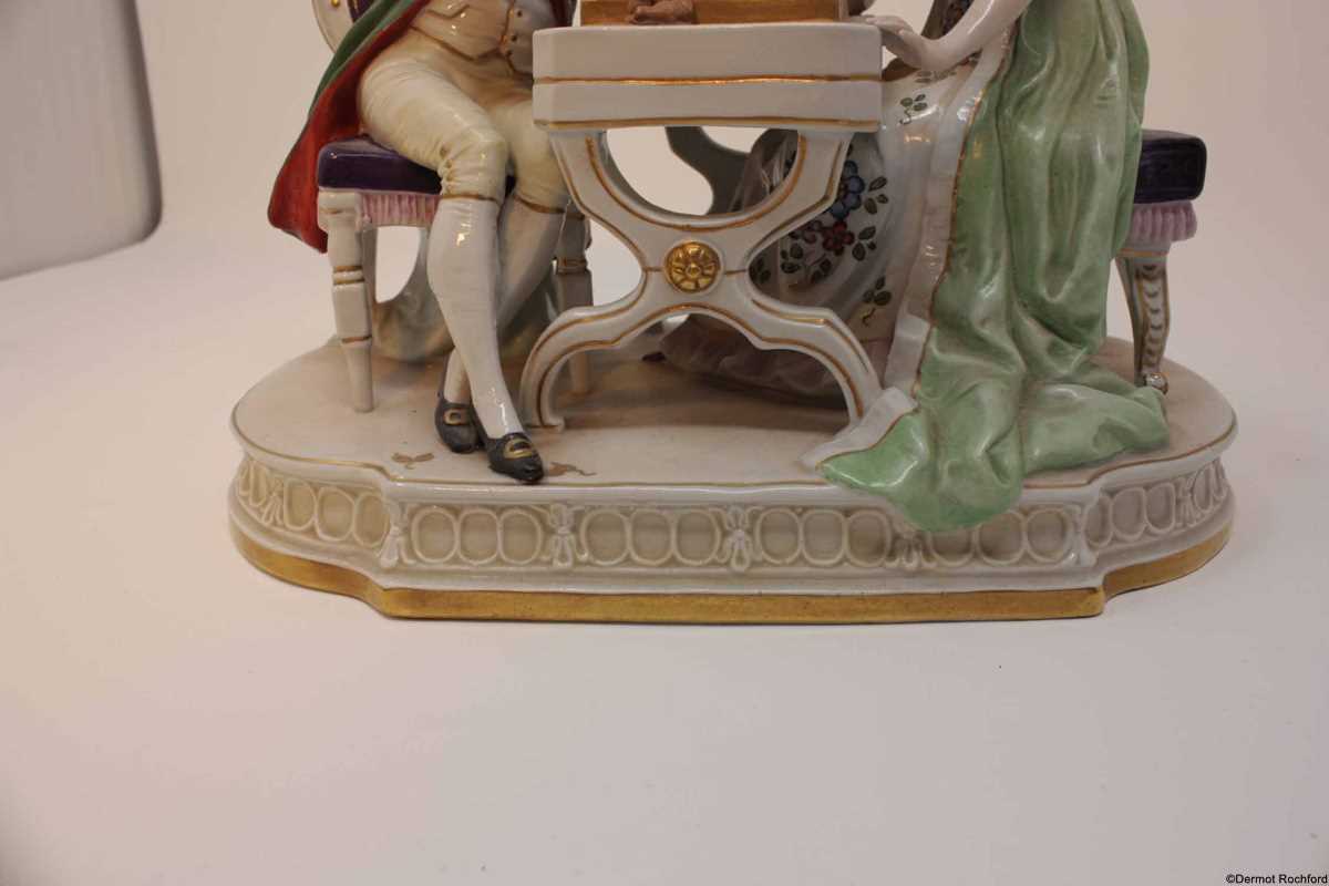 antique chess porcelain group