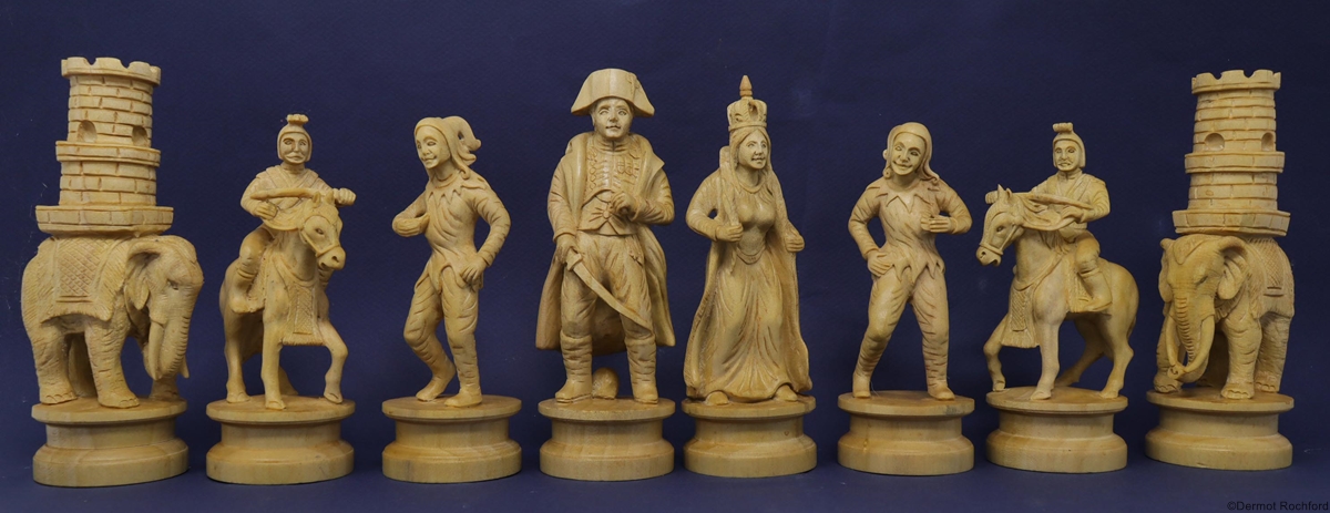 Large Napolean Carved Figural Chess Set