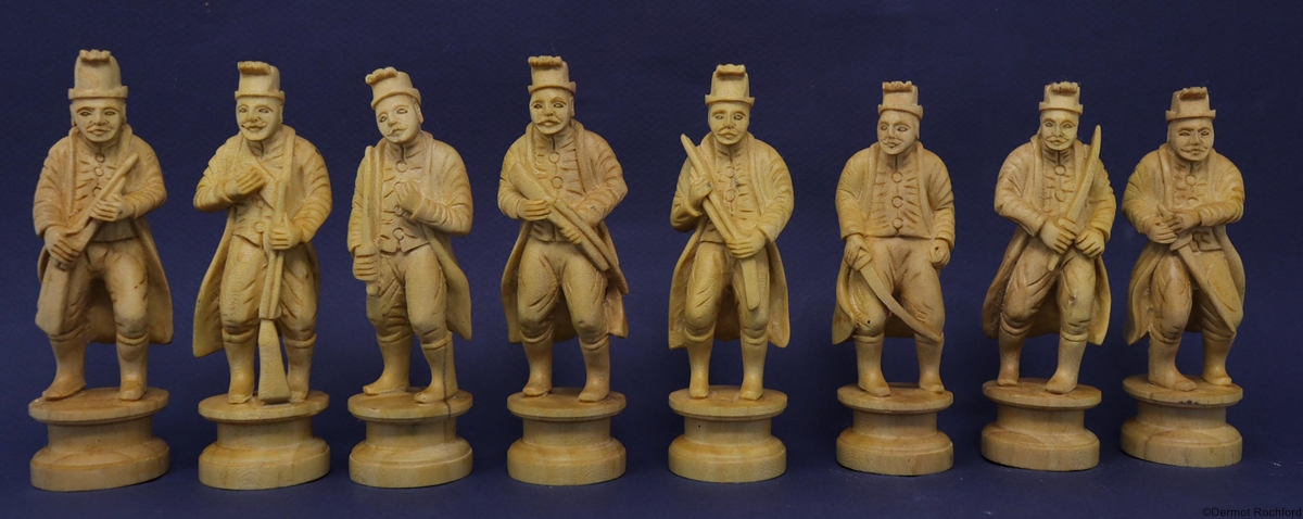 Large Napolean Carved Figural Chess Set