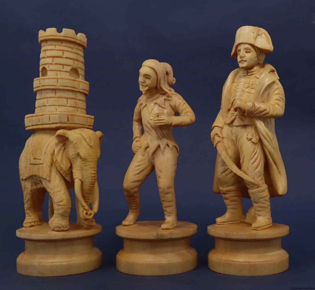 Large Napolean Carved Figural Chess Set