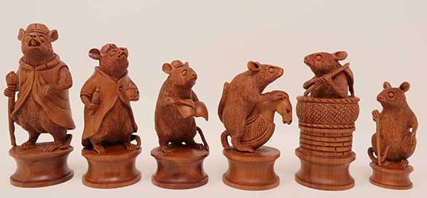 Finely Hand Carved Rat Chess Set