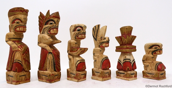 Vintage Carved and Gilded Deity Chess Set